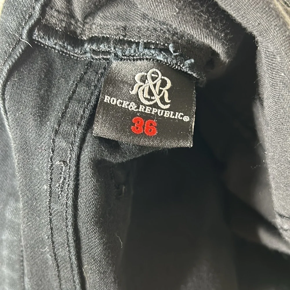 Rock & Republic Men Black‎ Straight Bootcut Jeans Mid Rise Relaxed Fit Size 36